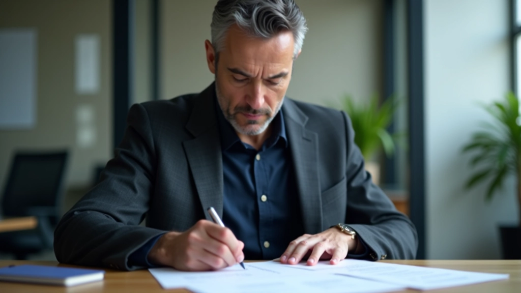 Man at desk writing career transition notes with skill categories organized into new industry context