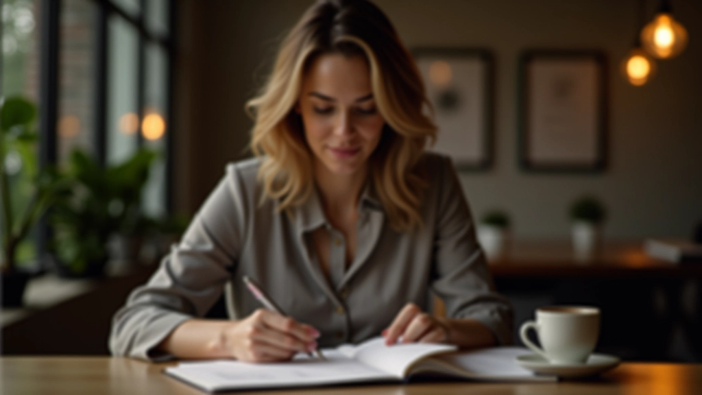 Professional woman reviewing notes during career planning session
