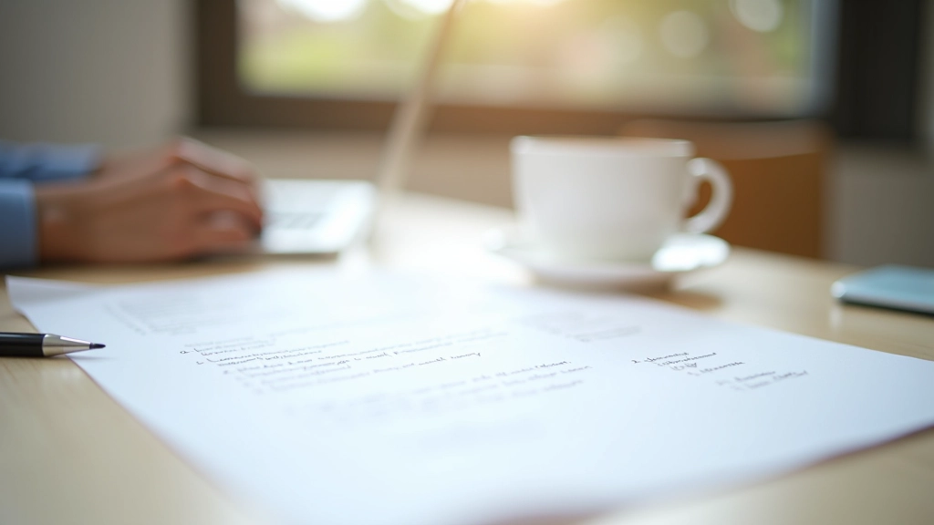 Organized workspace with skills mapping document, pen, coffee cup, and notes about transferable abilities
