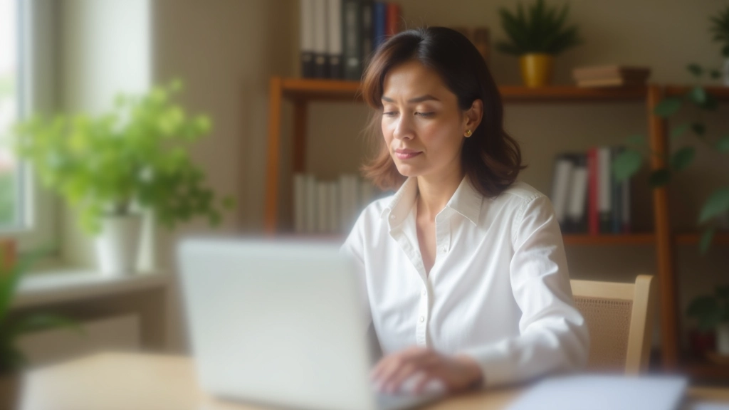 Woman in professional attire writing or taking notes in office environment